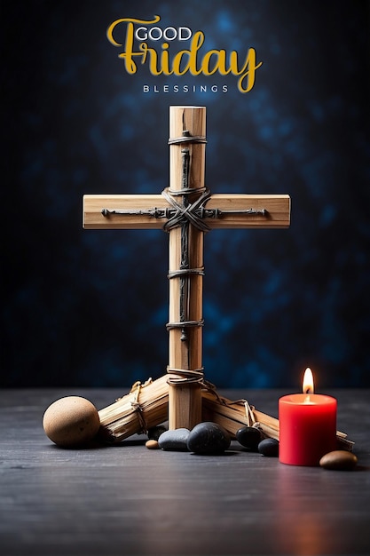 PSD good friday poster-vorlage entworfen von christian holiday mit kreuz