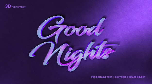 Good Nights 3d modello di mockup effetto stile testo premium