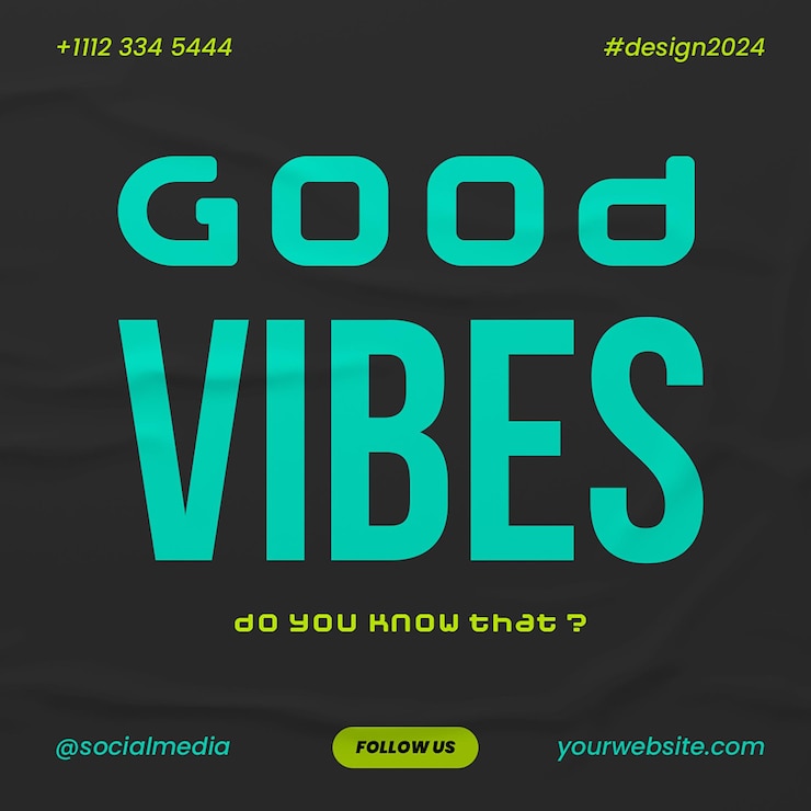 PSD good vibes typography instagram post template psd design