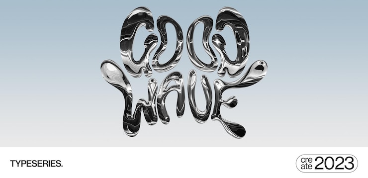 PSD good wave liquid chrome typography