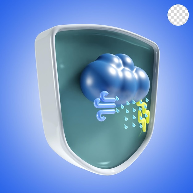 good weather with shield background icon 3d render