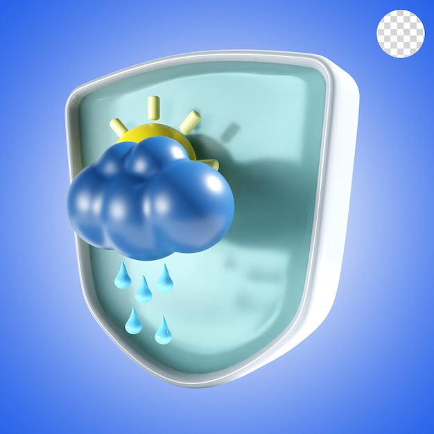 good weather with shield background icon 3d render