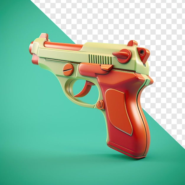 PSD goofy cartoon gun estilo de arte de juego 3d exagerado en fondo verde