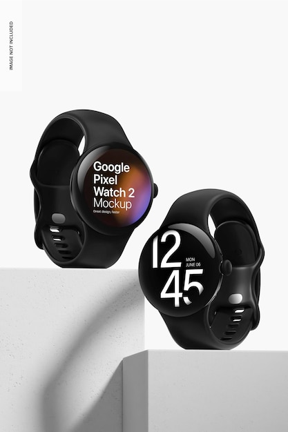Google Pixel Watch 2 com uma maquete de pódio