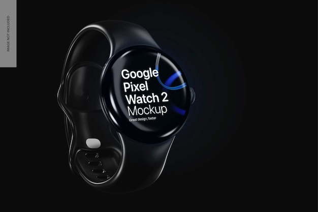 Google pixel watch 2 con el fondo negro de la vista lateral de la maqueta