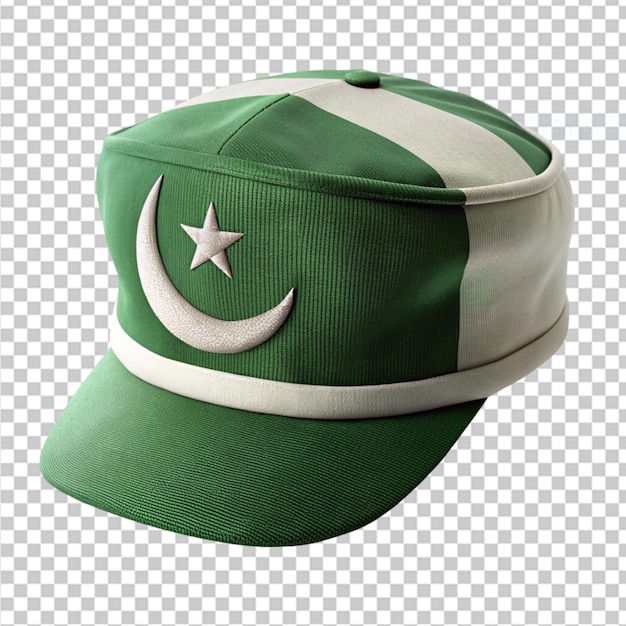 PSD la gorra de la bandera de pakistán en un fondo transparente