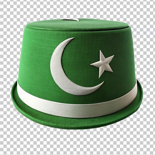 PSD la gorra de la bandera de pakistán en un fondo transparente