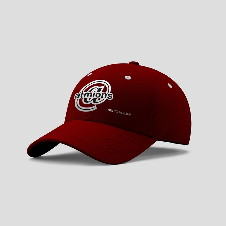PSD gorra de béisbol de color marrón con logotipo bordado