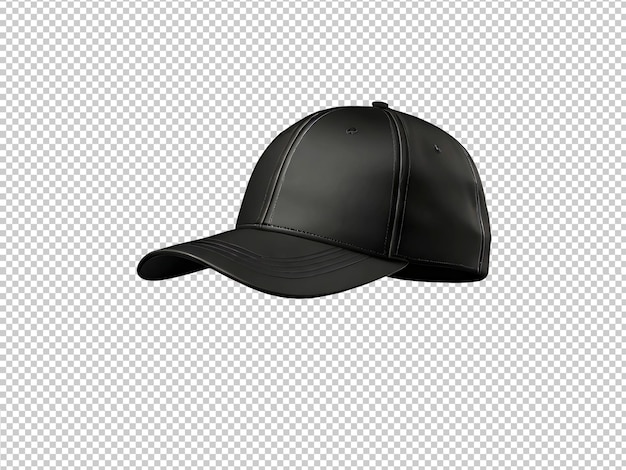 PSD gorra de béisbol negra sobre un fondo transparente