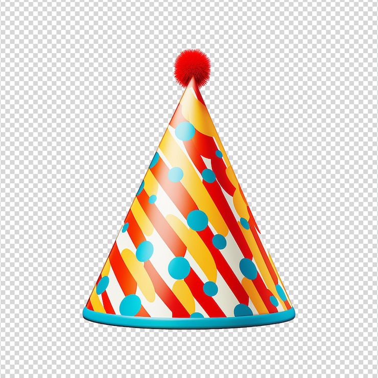 PSD gorra de cumpleaños de color aislada sobre un fondo transparente