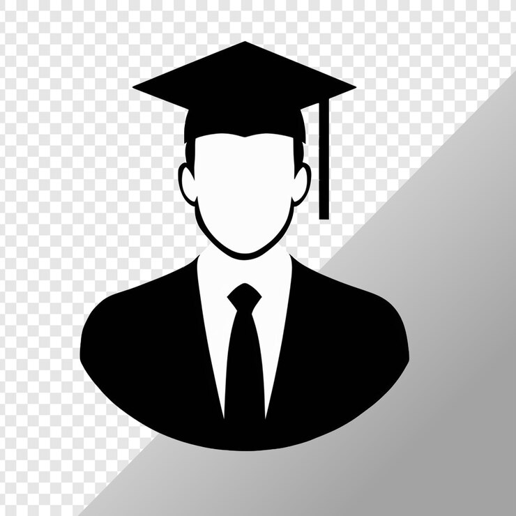 PSD una gorra de graduación negra con una cinta roja sobre un fondo transparente