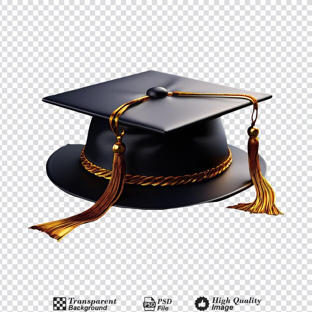 PSD gorra de graduación universitaria aislada en un fondo transparente