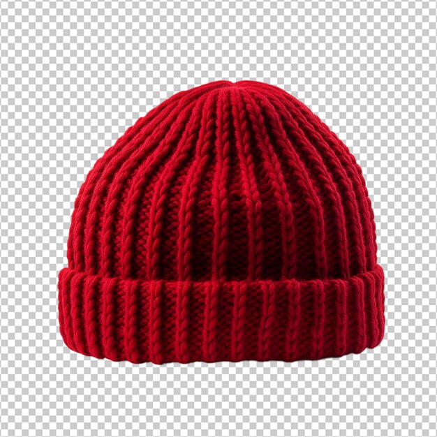 PSD gorra de invierno roja sobre un fondo transparente