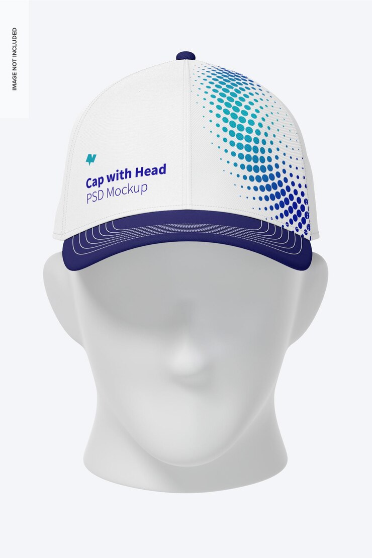 PSD gorra con maqueta de cabeza, vista frontal
