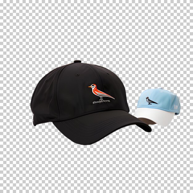 PSD gorra negra con el logotipo del pato aislado sobre un fondo transparente.