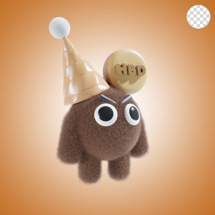 PSD gorro de cumpleaños con tema de chocolate y muñeca.