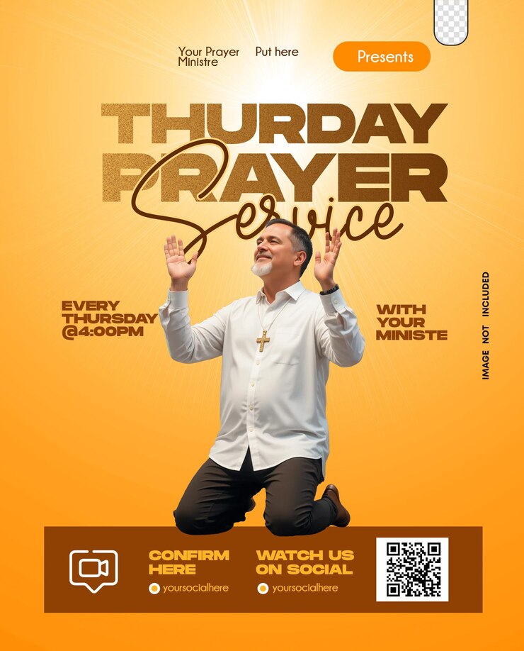 PSD gospel prayer service flyer template for social media