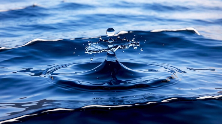 PSD gota de agua hermosa gota que el océano profundo dentro de la foto realista generativa ai