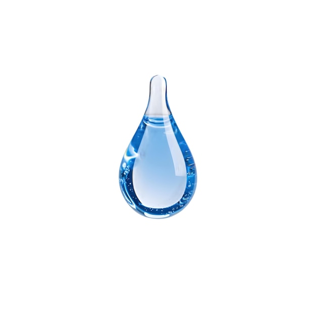 Gota de Água Azul Cristal Isolada em Fundo Branco