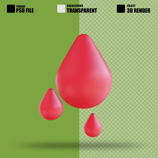 PSD gota de sangue de ilustração 3d adequada para médicos 3