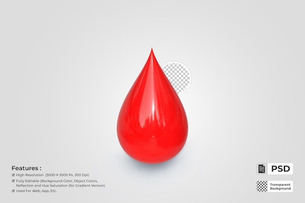 Gota de sangue vermelho Modelo 3D