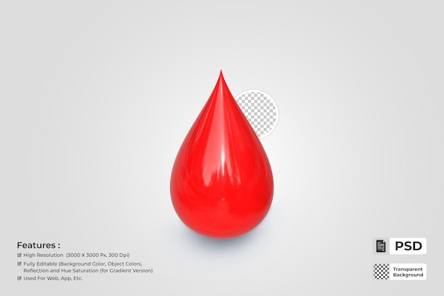 PSD gota de sangue vermelho modelo 3d