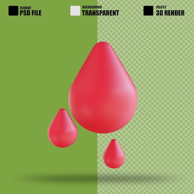 Gota de sangre de ilustración 3D adecuada para médicos 3