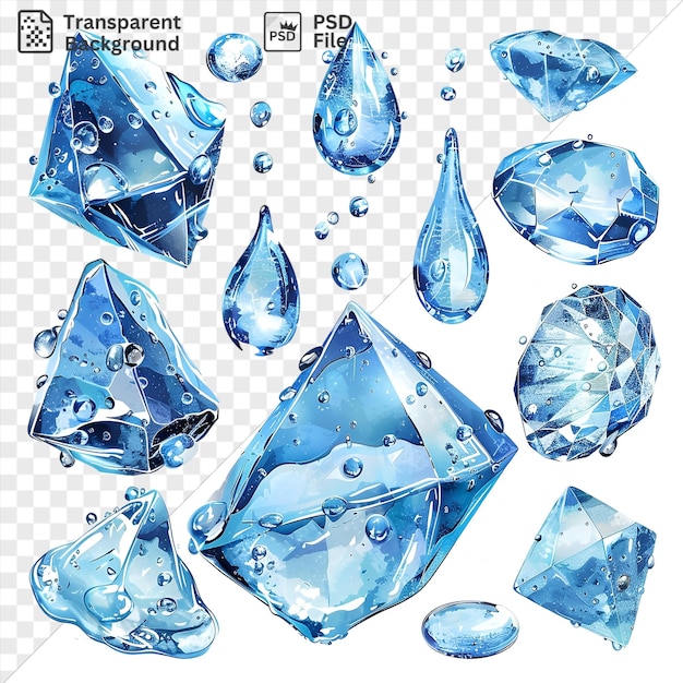 Gotas de agua cristalinas aisladas símbolo vectorial cubos de hielo azul claro en un fondo aislado