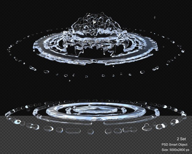 Gotas de agua salpicadas aisladas en 3D