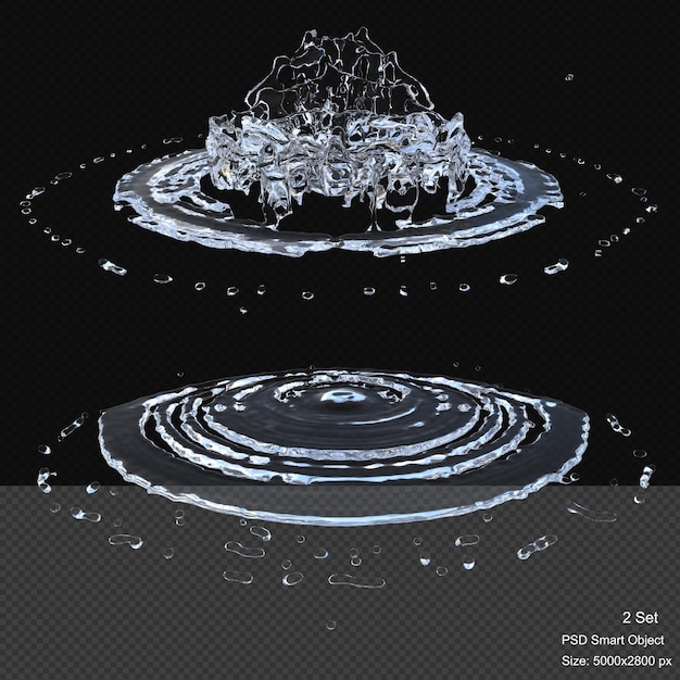 Gotas de agua salpicadas aisladas en 3D