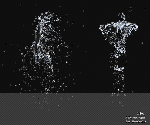 Gotas de agua salpicadas aisladas en 3D