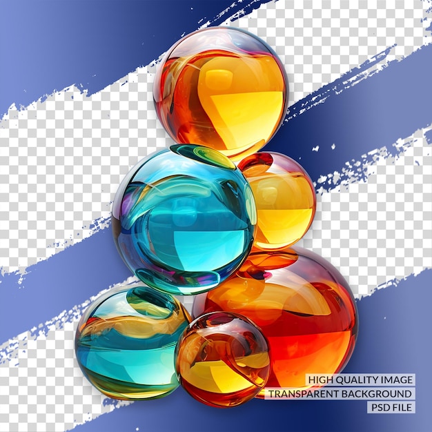 PSD gotas de óleo coloridas 3d png clipart fundo transparente isolado