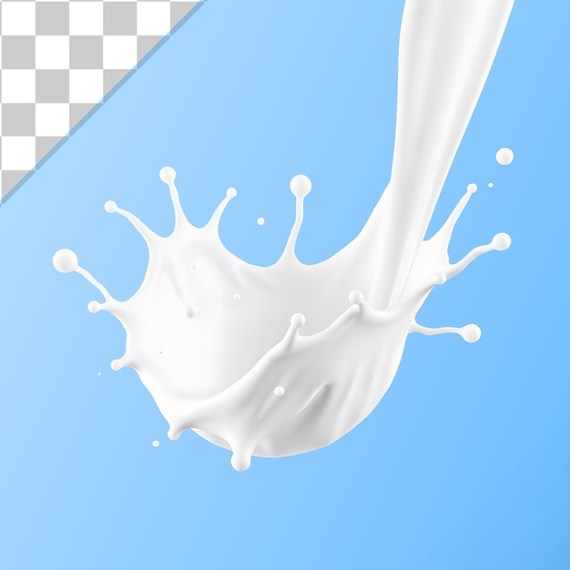 Las gotas de leche salpican 3D render premium psd