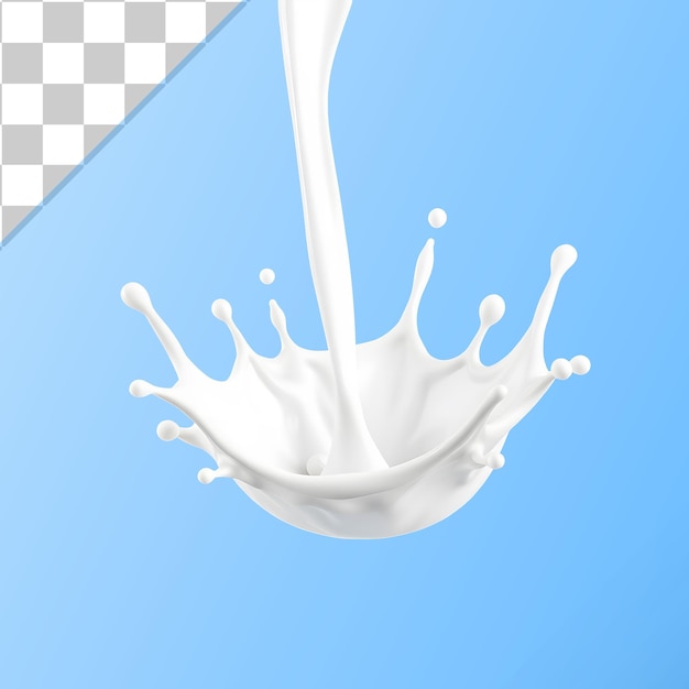Las gotas de leche salpican 3D render premium psd
