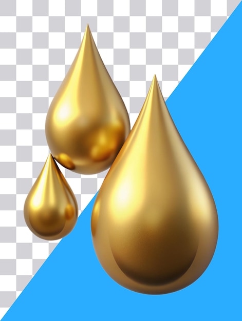 Gotas de líquido Icon 3D de gotas de oro sobre un fondo transparente