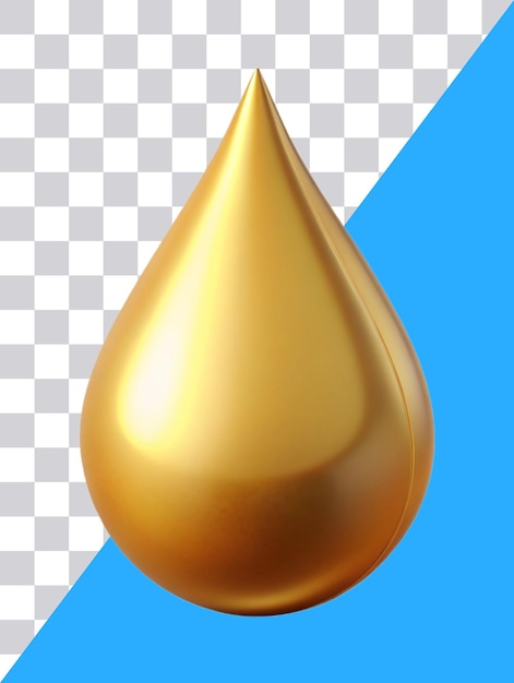 Gotas de líquido Icon 3D de gotas de oro sobre un fondo transparente