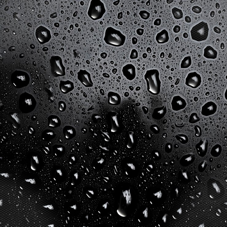 PSD gotas de lluvia en una ventana con un fondo negro