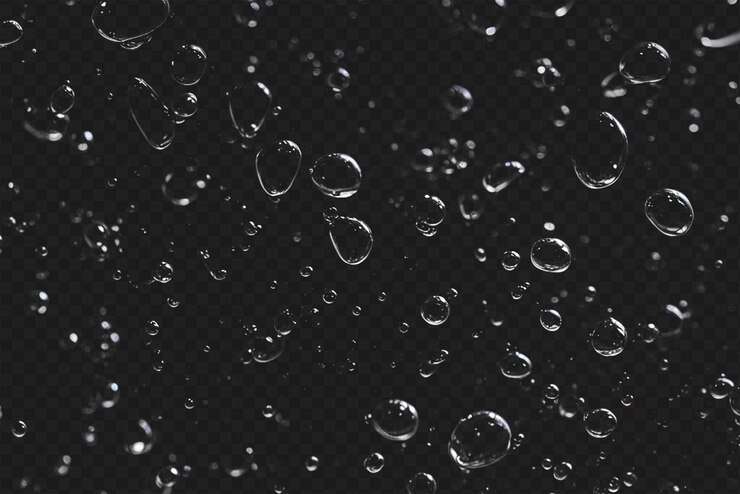 PSD gotas o burbujas de lluvia detalladas aisladas sobre un fondo transparente