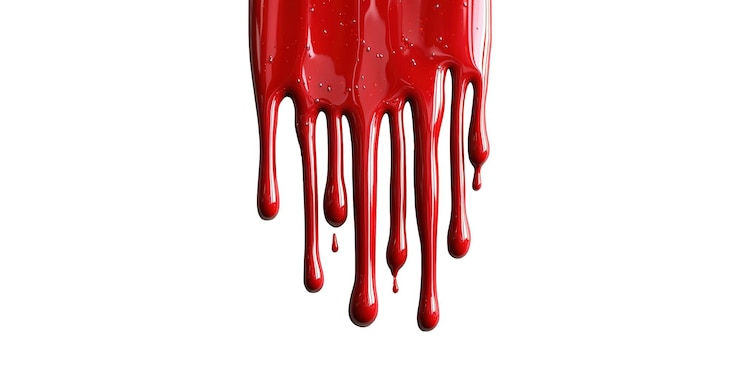 PSD gotas de pintura roja aisladas en un fondo transparente
