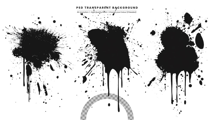 PSD gotas de tinta de acuarela grunge con espacio para copiar