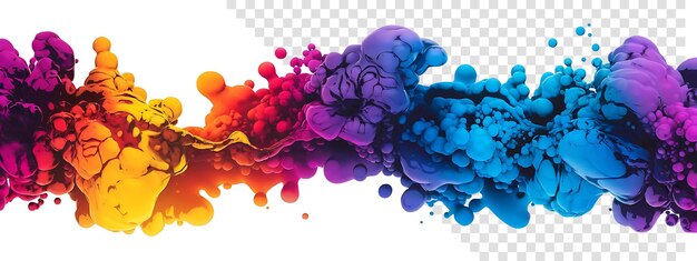 Gotas de tinta dinámicas y coloridas en movimiento en blanco