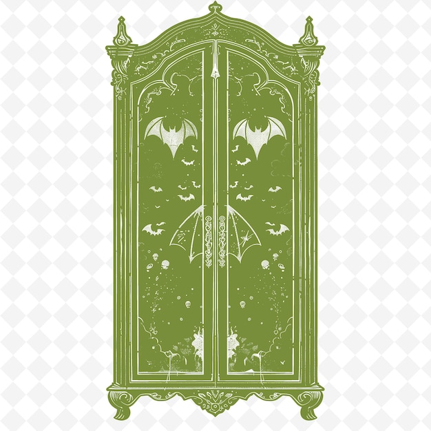 PSD gothic armoire outline mit fledermaus-design und schädel-symbolen für illustration dekor motive collection