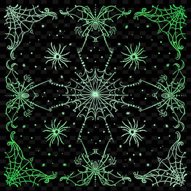 PSD gothic spider web folk art mit fadenmuster und spider de illustration dekor-motiven-sammlung