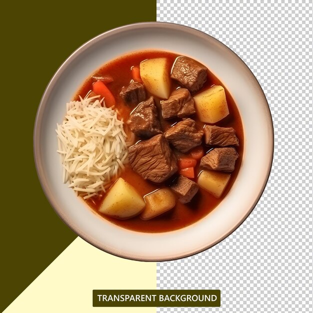 PSD goulash original servido em um prato com um fundo limpo ou arquivo png