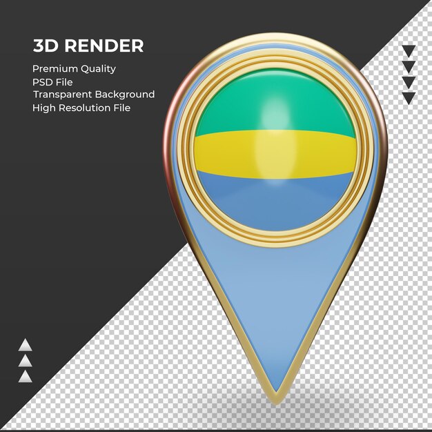 La Goupille D'emplacement 3d Drapeau Gabon Rendu Vue De Face