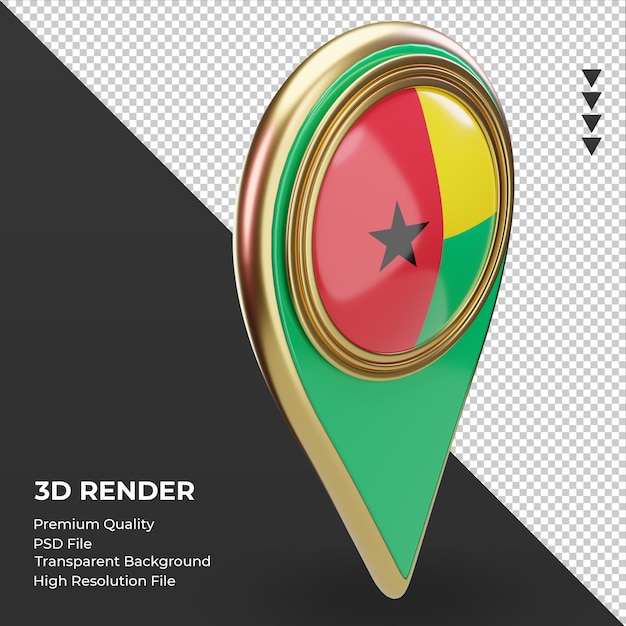 Goupille d'emplacement 3d rendu du drapeau de la Guinée vue de gauche