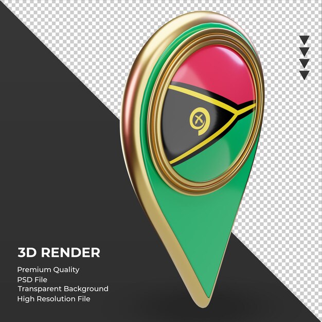 Goupille de localisation 3D Rendu du drapeau du Vanuatu vue gauche
