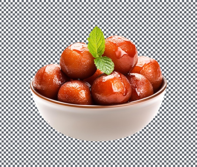 Le gourmet gulab jamun glacé avec du sirop isolé sur un fond transparent