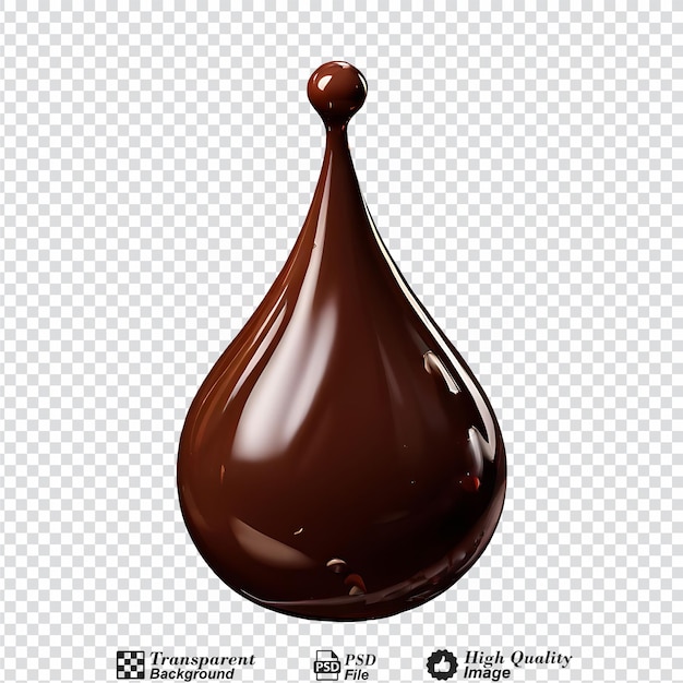 PSD une goutte de chocolat isolée sur un fond transparent