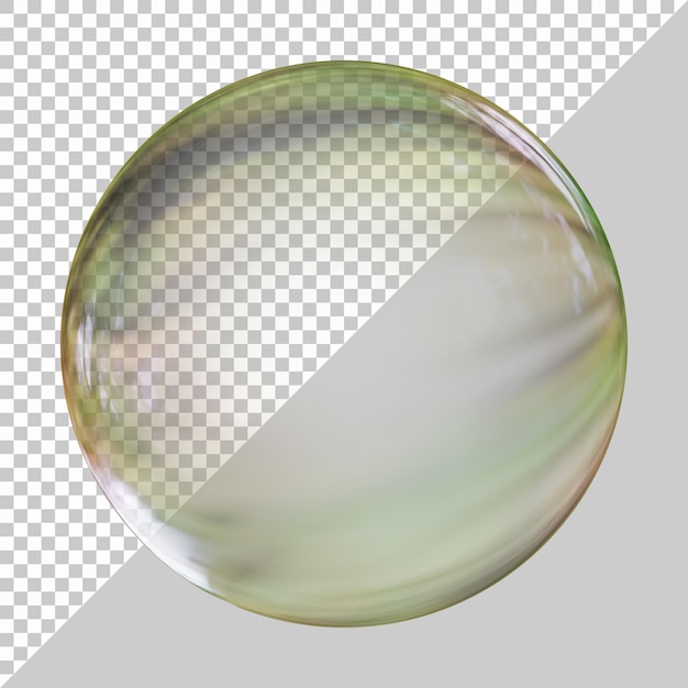 Gouttelette d'eau de bulle de savon réaliste ou sphère de verre en rendu 3d